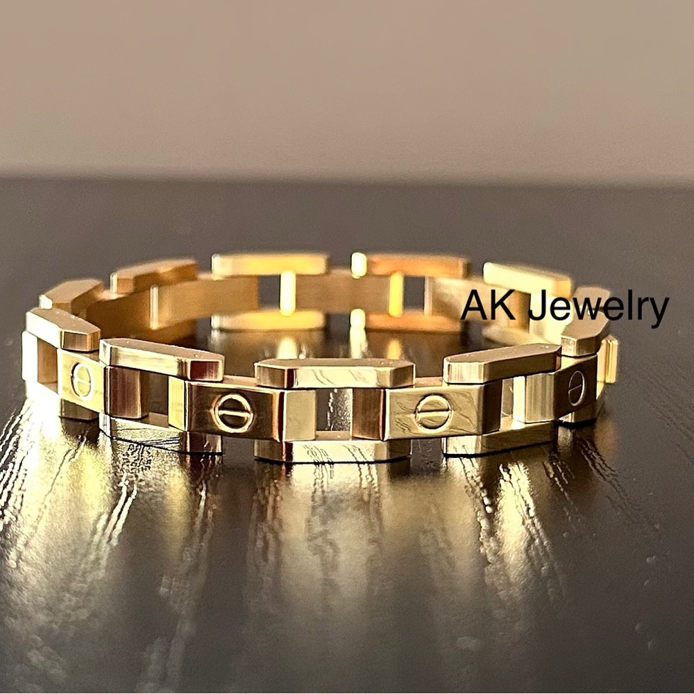 💎LUXURY 14k Bracelet Screw Design Link Chain Men Women Next Level Stackable
